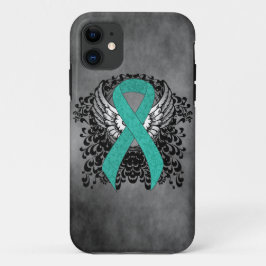 Blauwgroen Ribbon Support Awareness iPhone 11 Hoesje