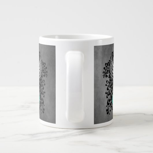 Blauwgroen Ribbon Support Awareness Grote Koffiekop (Achterkant)