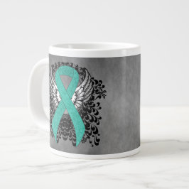 Blauwgroen Ribbon Support Awareness Grote Koffiekop