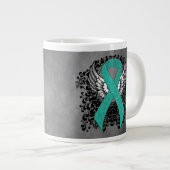 Blauwgroen Ribbon Support Awareness Grote Koffiekop (Voorkant rechts)