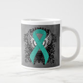 Blauwgroen Ribbon Support Awareness Grote Koffiekop (Rechts)
