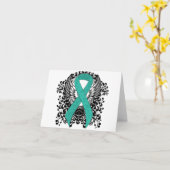 Blauwgroen Ribbon Support Awareness Kaart (Gele Bloem)