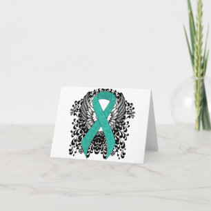 Blauwgroen Ribbon Support Awareness Kaart