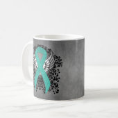 Blauwgroen Ribbon Support Awareness Koffiemok (Voorkant links)