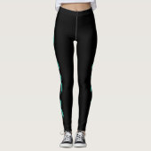 Blauwgroen Ribbon Support Awareness Leggings (Voorkant)