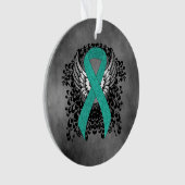 Blauwgroen Ribbon Support Awareness Ornament (voorkant)