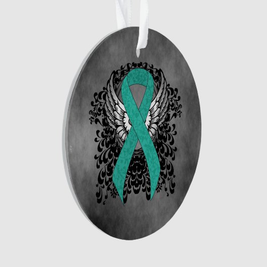 Blauwgroen Ribbon Support Awareness Ornament (voorkant)