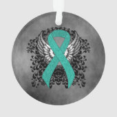 Blauwgroen Ribbon Support Awareness Ornament (achterkant)