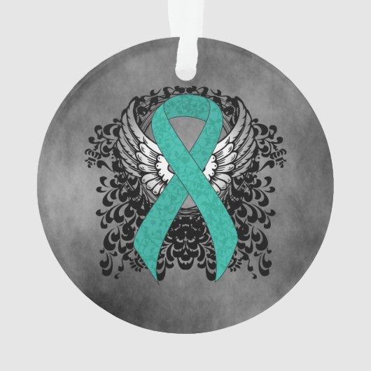 Blauwgroen Ribbon Support Awareness Ornament (achterkant)