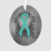 Blauwgroen Ribbon Support Awareness Ornament (voorkant)