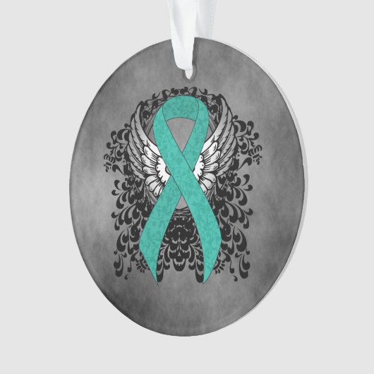 Blauwgroen Ribbon Support Awareness Ornament (voorkant)