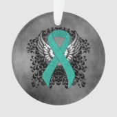 Blauwgroen Ribbon Support Awareness Ornament (voorkant)