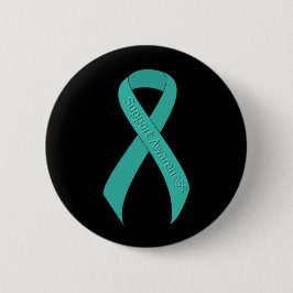 Blauwgroen Ribbon Support Awareness Ronde Button 5,7 Cm