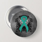 Blauwgroen Ribbon Support Awareness Ronde Button 7,6 Cm (Voorkant /achterkant)