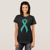 Blauwgroen Ribbon Support Awareness T-shirt (Voorkant volledig)