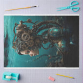 Blauwgroen Robotische Steampunk Meisje Water Werel Tissuepapier (Craft)