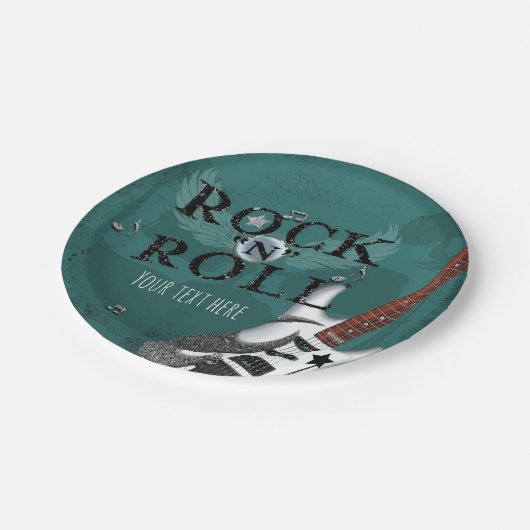 Blauwgroen Rock N Roll Star verjaardagsfeest Papieren Bordje (Gekanteld)