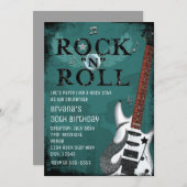 Blauwgroen Rock N Roll Star verjaardagsfeestuitnod Kaart (Voorkant / Achterkant)
