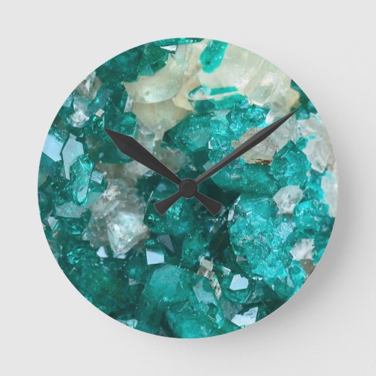 Blauwgroen Rock Snoep Quartz Ronde Klok (Voorkant)