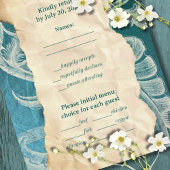 Blauwgroen Rococo Scroll met  Elegantie RSVP Kaartje