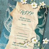 Blauwgroen Rococo Scroll met  Elegantie RSVP Kaartje