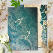Blauwgroen Rococo Scroll met  Elegantie RSVP Kaartje