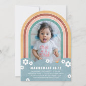 Blauwgroen rode bloemen regenboog Kind verjaardags Kaart (Voorkant)