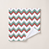 Blauwgroen rode Chevron kerstbollen Bad Handdoek (Wasdoekje)