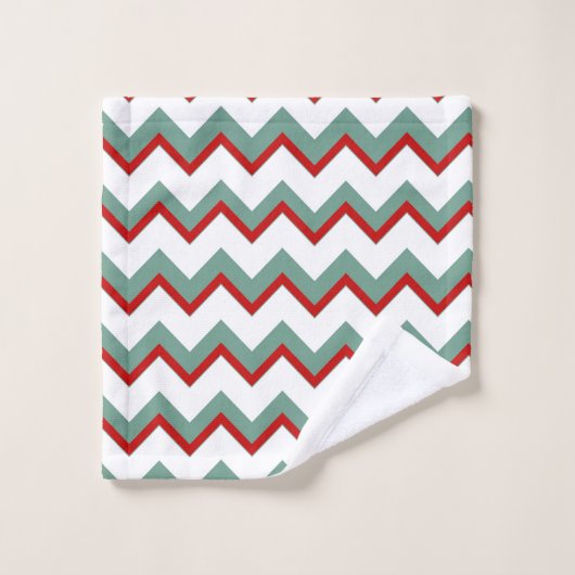 Blauwgroen rode Chevron kerstbollen Bad Handdoek (Wasdoekje)