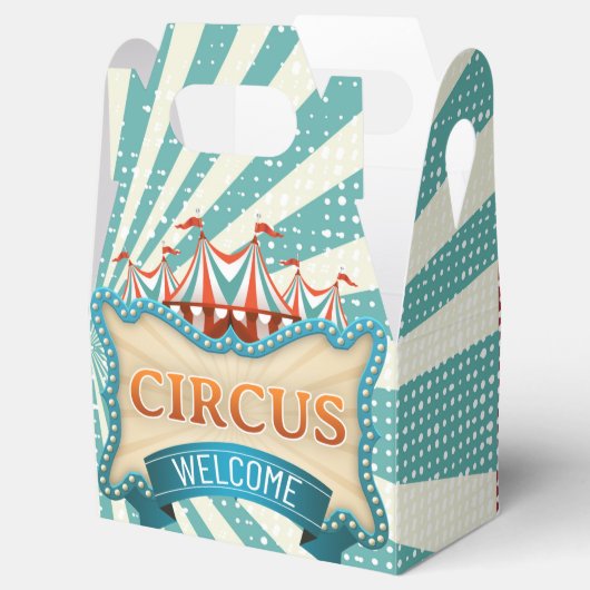 Blauwgroen Rode Circus Birthday Party Favor Box Bedankdoosjes (Geopend)