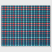Blauwgroen, rode en blauwe Plaid Country Kerstmis Cadeaupapier (Vlak)
