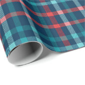 Blauwgroen, rode en blauwe Plaid Country Kerstmis Cadeaupapier (Rol Hoek)