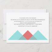 Blauwgroen Rode Geometrische drieduizende bruiloft Kaart (Achterkant)