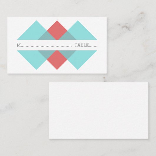 Blauwgroen rode geometrische driepuntskaart plaatskaartje (Voorkant / Achterkant)