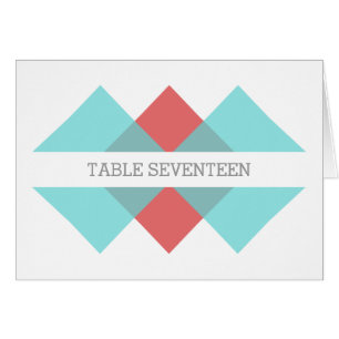 Blauwgroen rode geometrische drietabelnummer Kaart