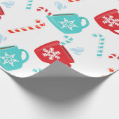 Blauwgroen Rode Hot Chocolate Vakantie Winter Kers Cadeaupapier (Hoek)