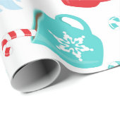Blauwgroen Rode Hot Chocolate Vakantie Winter Kers Cadeaupapier (Rol Hoek)