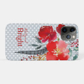 Blauwgroen rode kerstbloem vrolijk en helder Case-Mate iPhone case (Achterkant (horizontaal))