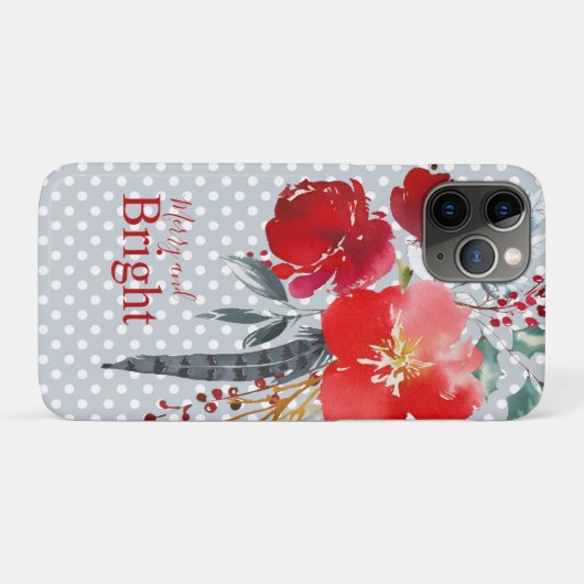 Blauwgroen rode kerstbloem vrolijk en helder Case-Mate iPhone case (Achterkant (horizontaal))