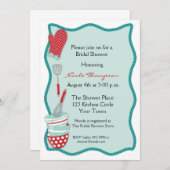 Blauwgroen & Rode Keuken Bridal Shower Uitnodiging (Voorkant / Achterkant)