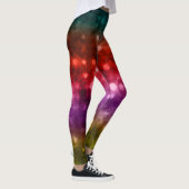 Blauwgroen, rode, Paarse en Chartreuse Abstracte B Leggings (Rechts)