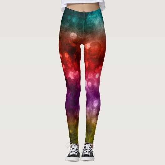 Blauwgroen, rode, Paarse en Chartreuse Abstracte B Leggings (Voorkant)