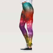 Blauwgroen, rode, Paarse en Chartreuse Abstracte B Leggings (Links)