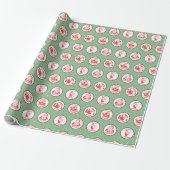 Blauwgroen Rode Retro Naughty Santa Christmas Cadeaupapier (Uitgerold)