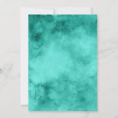 Blauwgroen rode rozen boho bloemenbruiloft kaart (Achterkant)