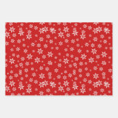 Blauwgroen rode sneeuwvlok rendierpatroon inpakpapier vel (Voorkant 3)