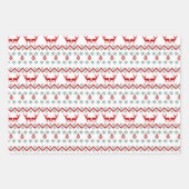 Blauwgroen rode sneeuwvlok rendierpatroon inpakpapier vel (Voorkant)