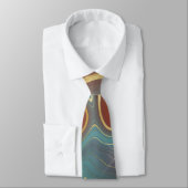 Blauwgroen & Roest Marmer Gouden Glitter Necktie Stropdas (Gebonden)