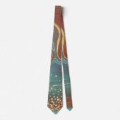 Blauwgroen & Roest Marmer Gouden Glitter Necktie Stropdas (Voorkant)