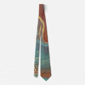 Blauwgroen & Roest Marmer Gouden Glitter Necktie Stropdas (Achterkant)